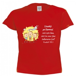 Tricou rosu copii, Laudati pe Domnul 